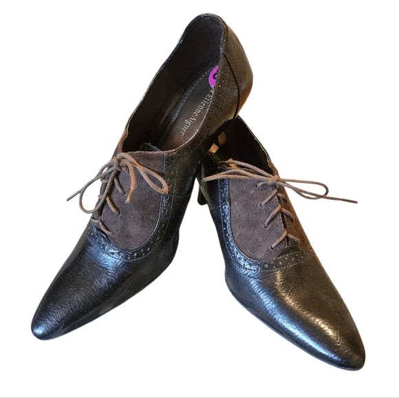 Vintage ETIENNE AIGNER Brown Spectator Oxfords Shoe Goth Whimzigoth Grany Boots - Picture 6 of 9